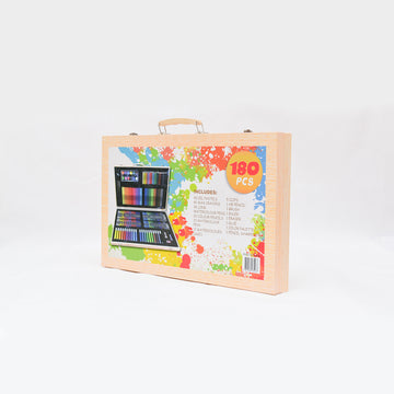 180-Piece Deluxe Wooden Art & Drawing Set for Kids